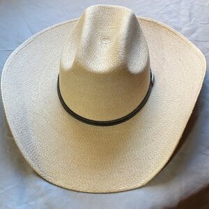 Straw Western Cowboy Hat with Black Band - Natural
